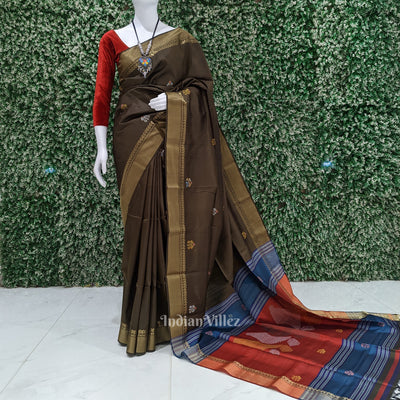 Musk Green With Red Dual Tone Pure Bishnupuri Silk Saree