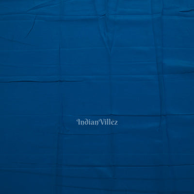 White Blue Pure Khaddi Georgette Bandhani Banarasi Saree