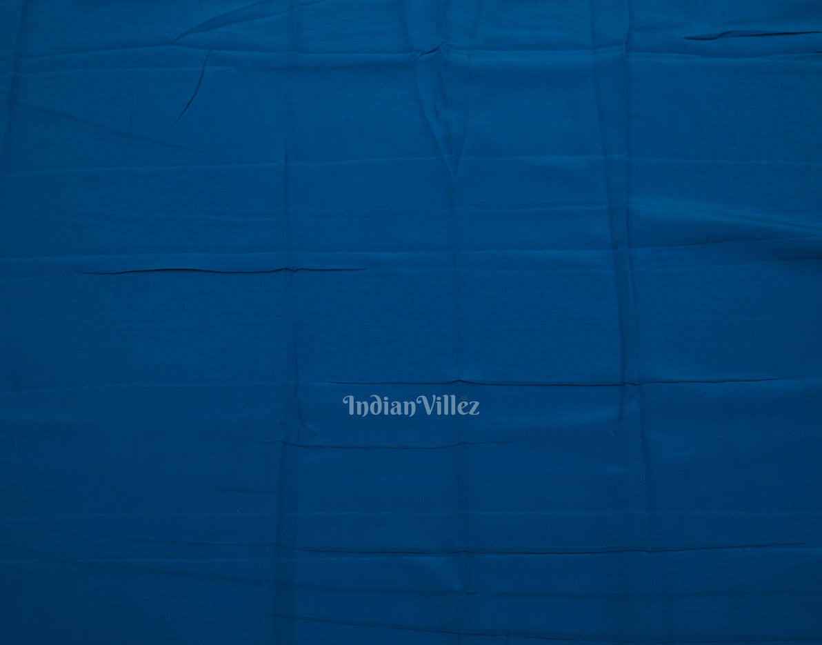 White Blue Pure Khaddi Georgette Bandhani Banarasi Saree