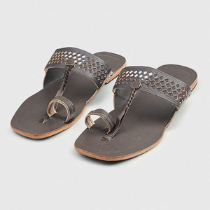 Brown Handstitched Leather Kolhapuri Men Slipper