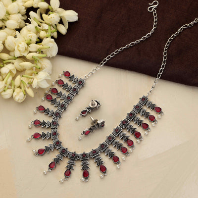 trueBrowns Silver Tone Banjara Necklace Set