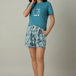 Sleep Shorts - Cameo Leaf Print