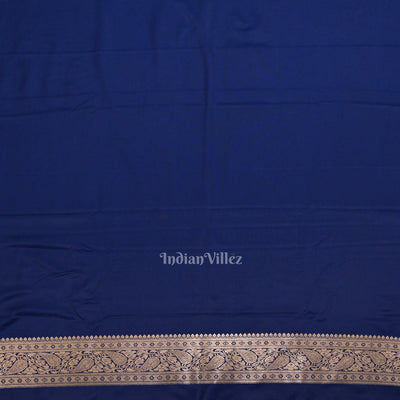 Deep Blue Meenakari Pure Mashru Satin Silk Banarasi Saree