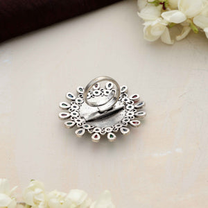 trueBrowns Silver Gold Tone Mandala Ring