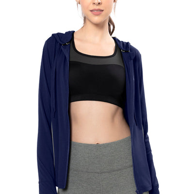 Flaunt Hoodie Full Sleeve Active Jacket - Medieval Blue