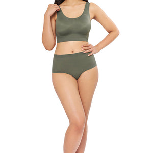 Skins Support Solid Non Padded Non-Wired Scoop Neck Cami Bra - Slate Green