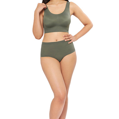 Skins Support Solid Non Padded Non-Wired Scoop Neck Cami Bra - Slate Green