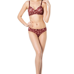 Smooth Charm Padded Non-Wired T-Shirt Bra - Filigree Print