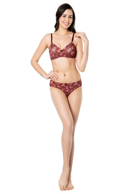 Smooth Charm Padded Non-Wired T-Shirt Bra - Filigree Print
