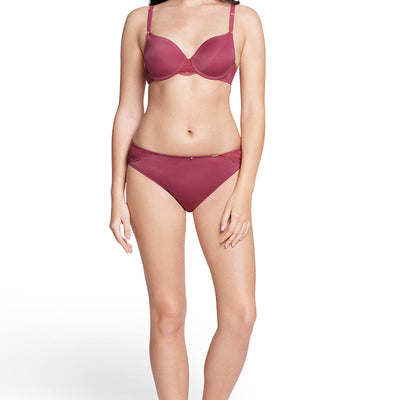 Fantasy Back Solid Padded Wired Lace Bra - Autumn Rose