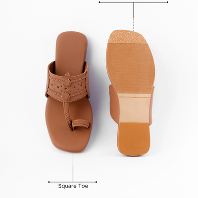 Burlywood Solid Kolha Flats