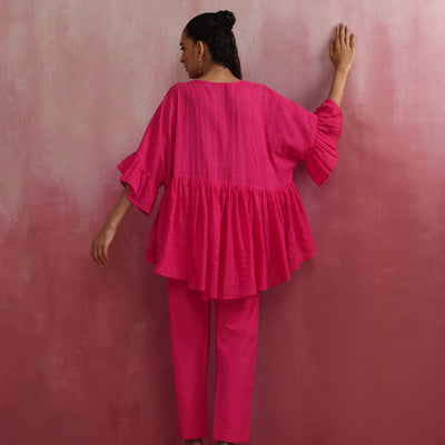 trueBrowns Pink Cotton Dobby Co-ord set