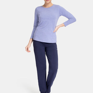 Essential Long Sleeve Round Neck T-Shirt - Infinity Blue Marl