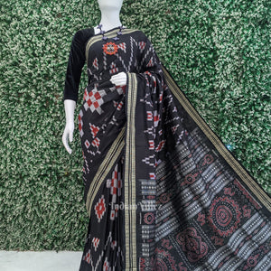 Black Pasapali Odisha Ikat Sambalpuri Silk Saree