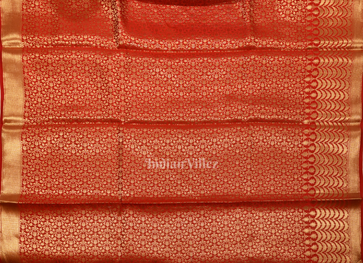 Exclusive Red Kora Organza Banarasi Silk Saree