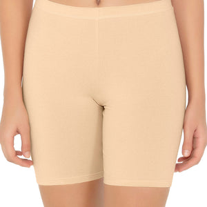 Smooth Mid-thigh Cotton Shortie Liner (Pack of 2) - Black-Nude