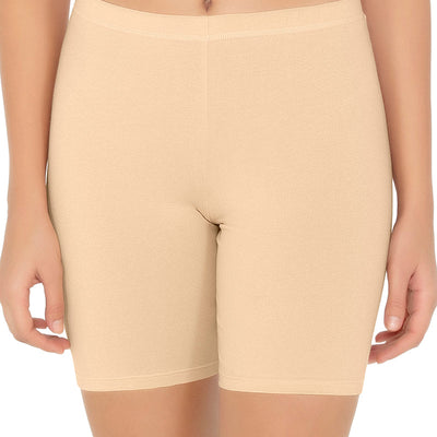 Smooth Mid-thigh Cotton Shortie Liner (Pack of 2) - Black-Nude
