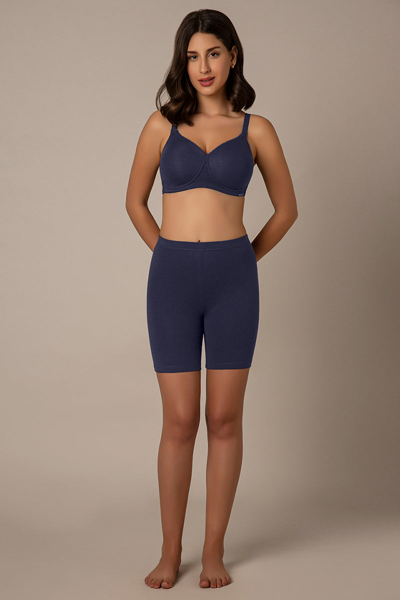 Smooth Mid-thigh Cotton Shortie Liner - Midnight