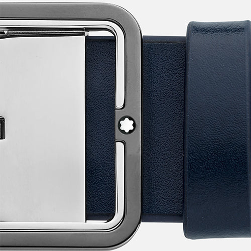 Mont Blanc, Blue/grey 35 mm reversible leather belt