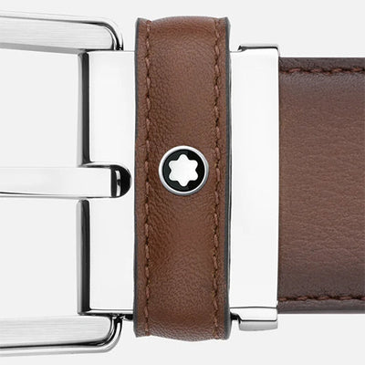 Mont Blanc, Horseshoe buckle brown 35 mm leather belt