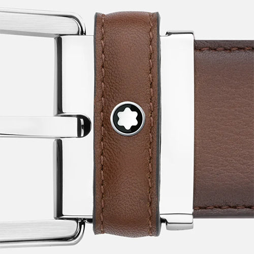 Mont Blanc, Horseshoe buckle brown 35 mm leather belt