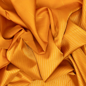 Mustard Handloom Kanchipuram Silk Saree With Zari Stripes