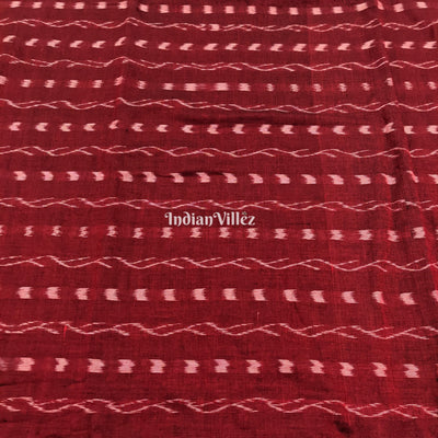 Maroon Tipa Design Sambalpuri Ikat Cotton Fabric