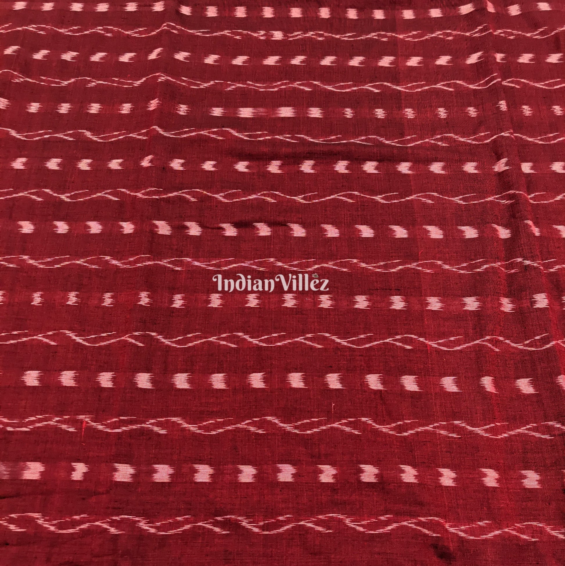 Maroon Tipa Design Sambalpuri Ikat Cotton Fabric