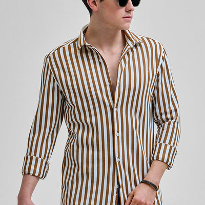 Brown Stripes Slim Fit Shirt