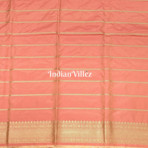 Peach Floral Designer Meenakari Katan Banarasi Saree