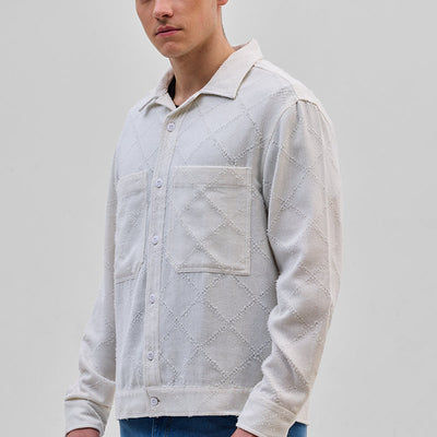 White Geometric Overshirt
