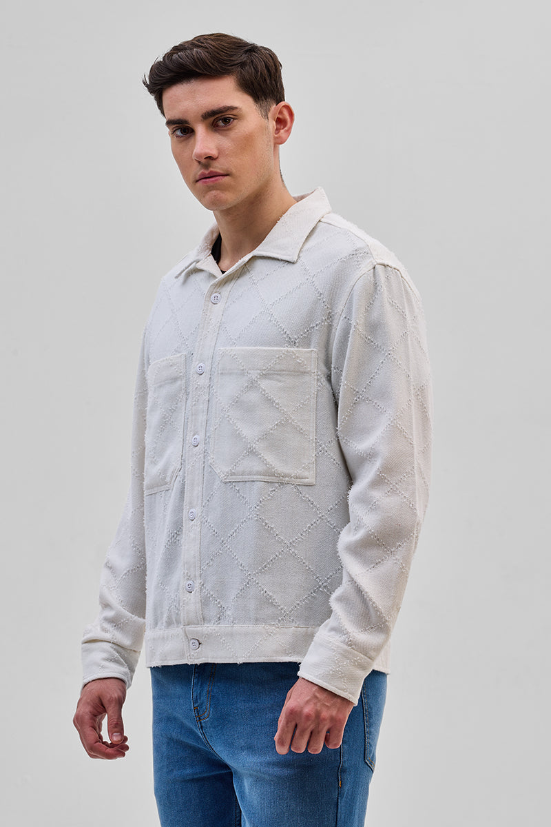 White Geometric Overshirt