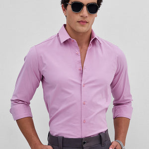 Pink Stretchable Slim Fit Shirt