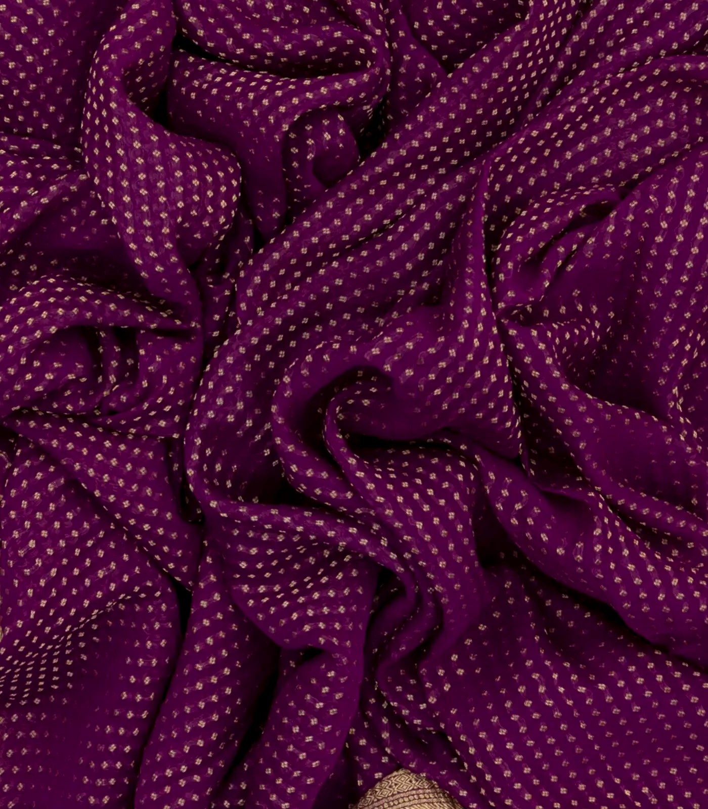 Purple Mysore Crepe Silk Saree With Floral Zari Motifs