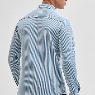 Blue Stripes Slim Fit Stretch Shirt