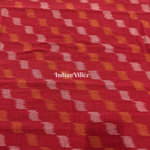 Red Sambalpuri Ikat Cotton Fabric