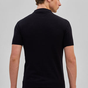 Black Knitted Polo T-Shirt