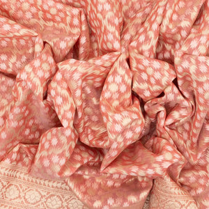Peach Handwoven Banarasi Silk Cotton Saree With Floral Jaal Motifs