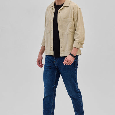 Beige Geometric Overshirt