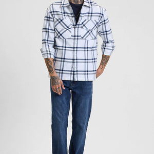 White Checks Relaxed Fit Overshirt