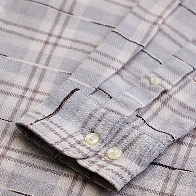 Light Grey Slub Textured Checks Shirt