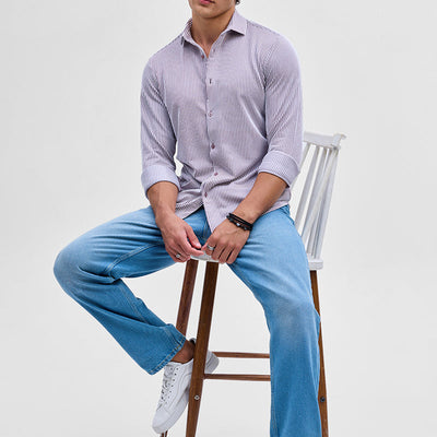 Lavender Stripes Slim Fit Stretch Shirt