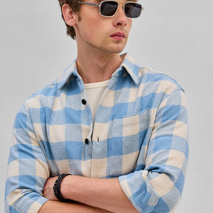 Blue Flannel Checks Overshirt