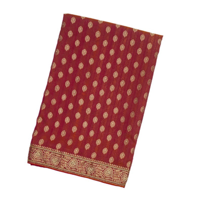 Purple And Mustard Woven Banarasi Khadi Georgette Saree With Floral Motifs