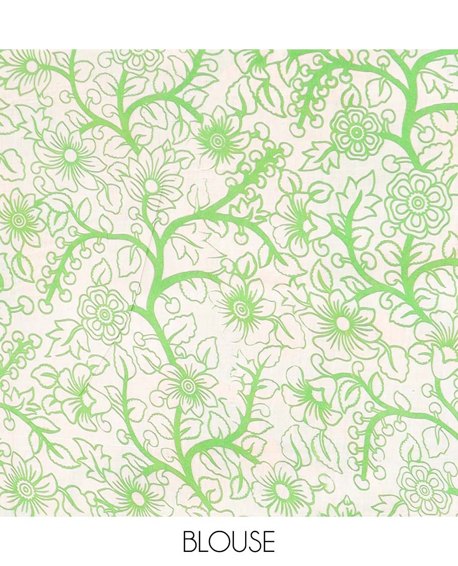 Cream bird motifs machine-printed kalamkari cotton saree, contrast unique motifs border & animal motifs pallu