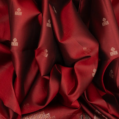 Maroon Handloom Soft Silk Saree With Floral Buttas