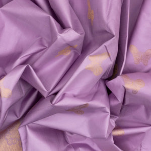 Lavender Handloom Kanchipuram Silk Saree With Butterfly Motifs