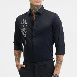 Black Embellished Slim Fit Shirt