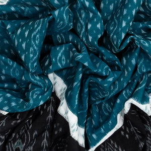 Blue Handloom Orissa Cotton Saree With Tie & Dye Floral Motifs