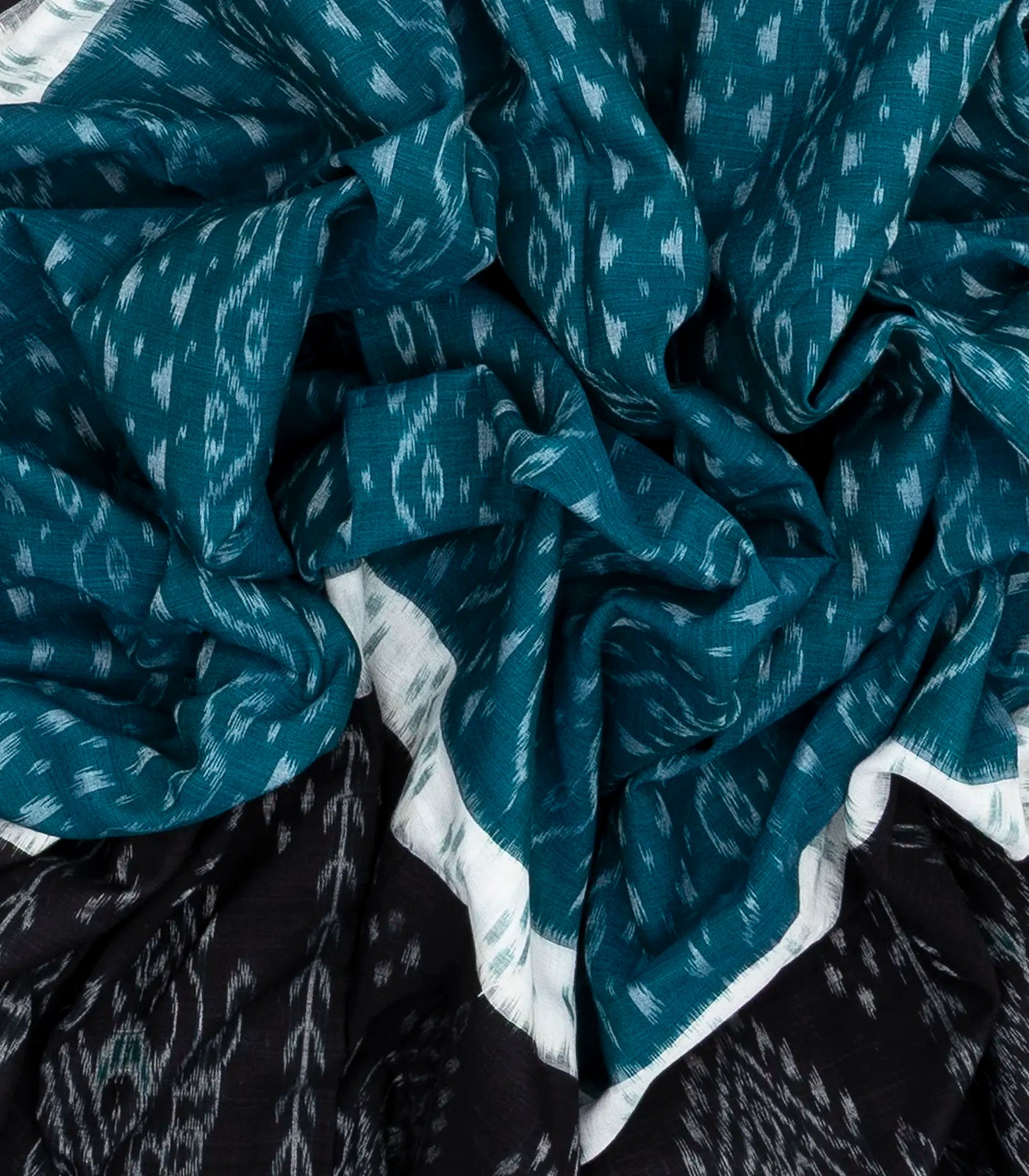 Blue Handloom Orissa Cotton Saree With Tie & Dye Floral Motifs